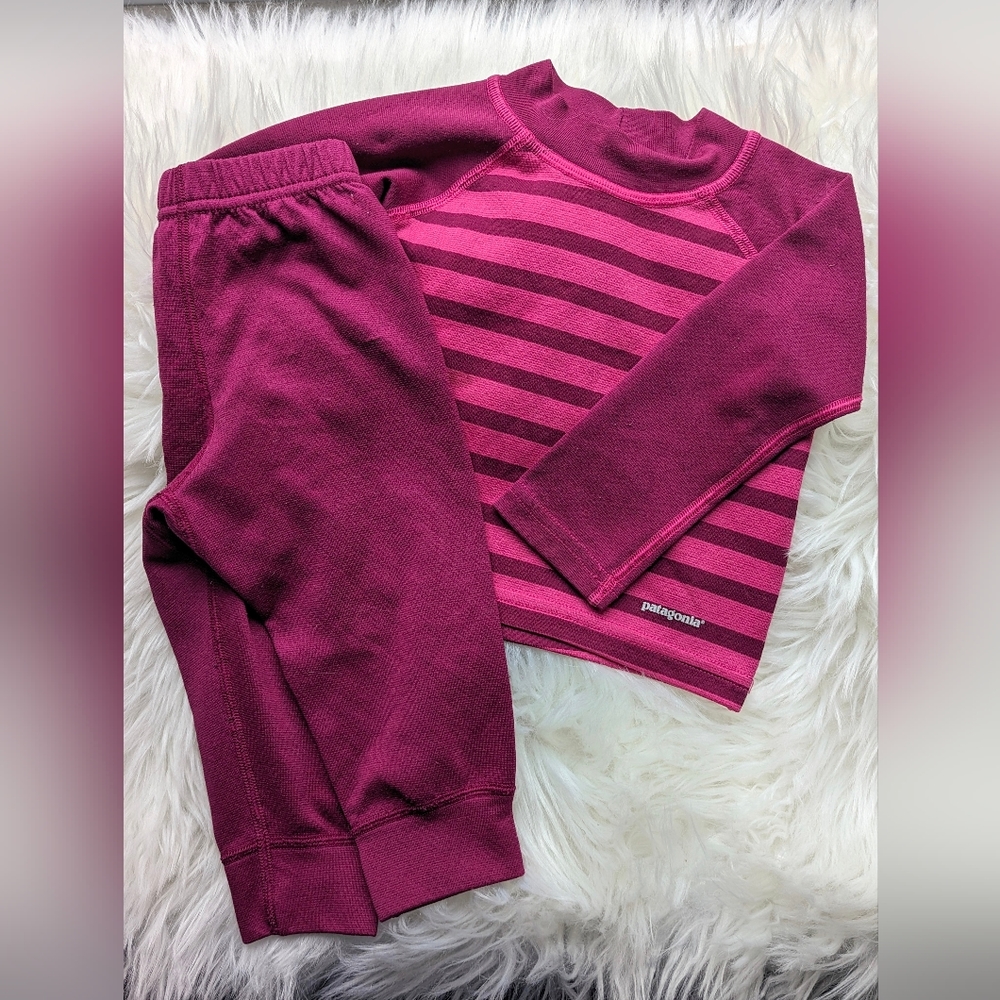 Patagonia Magenta Stripe Capilene 3 Base Layer Set